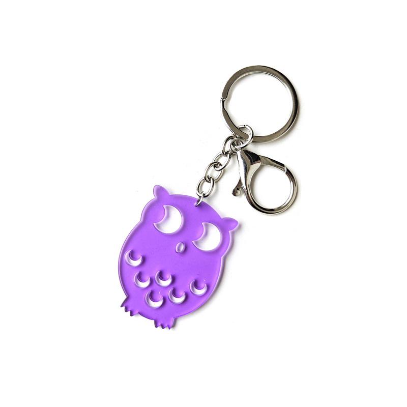Colorful Acrylic Owl Keychain Pendant for Bags & Cars фиолетовый