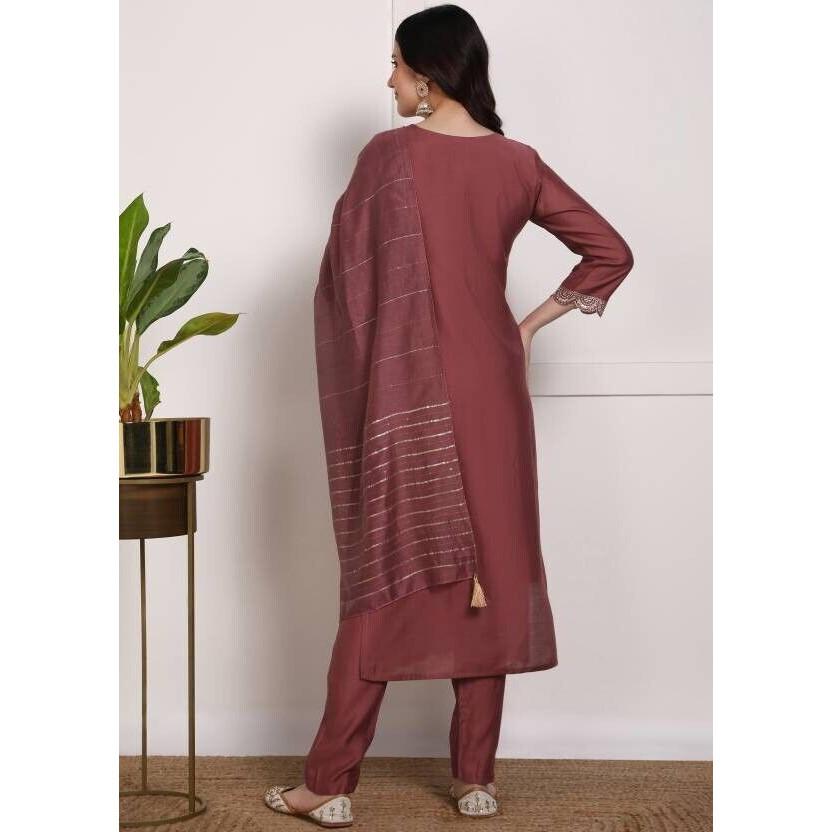 Indian Party Wear Kurta Pant Dupatta Set Women Pure Silk Salwar Kameez Kurti VF-20157