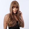 European and American Fashion Big Wave Long Curly Wig, Light Golden Brown Daily Air Bangs Natural High-Temperature Fiber Hairpiece