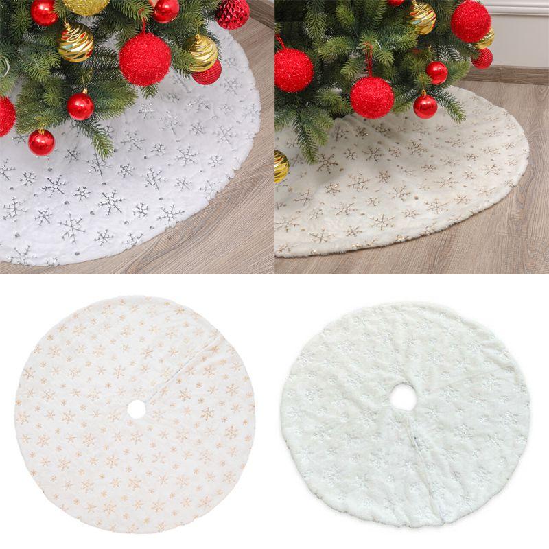 Saia de Árvore de Natal de Pelúcia Sintética Dourada Prateada Luxuosa Para Decoração Elegante de Feriado