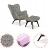 Scandinavian Armchair Luna Print with Footrest Pouffe Family Meble Houndstooth Black