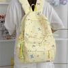 Cute Bow Tie Print School Backpack Lightweight Nylon Zipper Daypack with Front Pocket for Teen Girls Daily Travel