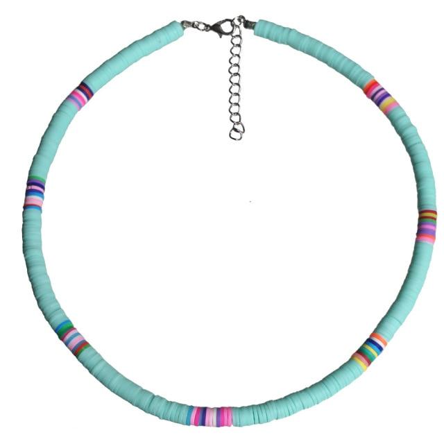4/6mm Polymer Clay Necklace For Women Soft Pottery Boho Choker Necklaces Colorful Surfer Beads Collar  Bohemian Jewelry