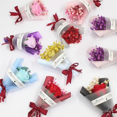 2 Stück Mini Trockenblumenstrauß Künstliche Rose Natürliches Schleierkraut Blumenstrauß für Foto-Requisiten DIY Basteln Heim Hochzeitsparty Deko