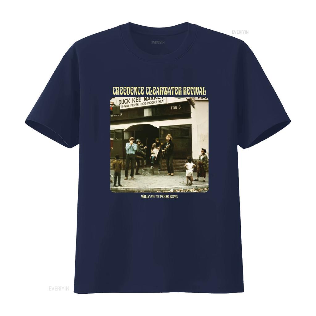 Creedence Clearwater Revival Music Band Vintage Street Performance T Shirt Vintage Washed Casual Unisex Slightly Fashion