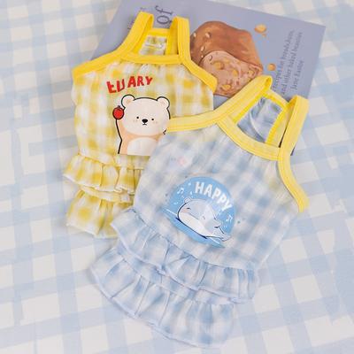 Spring and Summer Dog Cute Cartoon Medium and Small Dog Suspender Skirt Cat Two Feet Skirt Pet Dress Dog Clothes