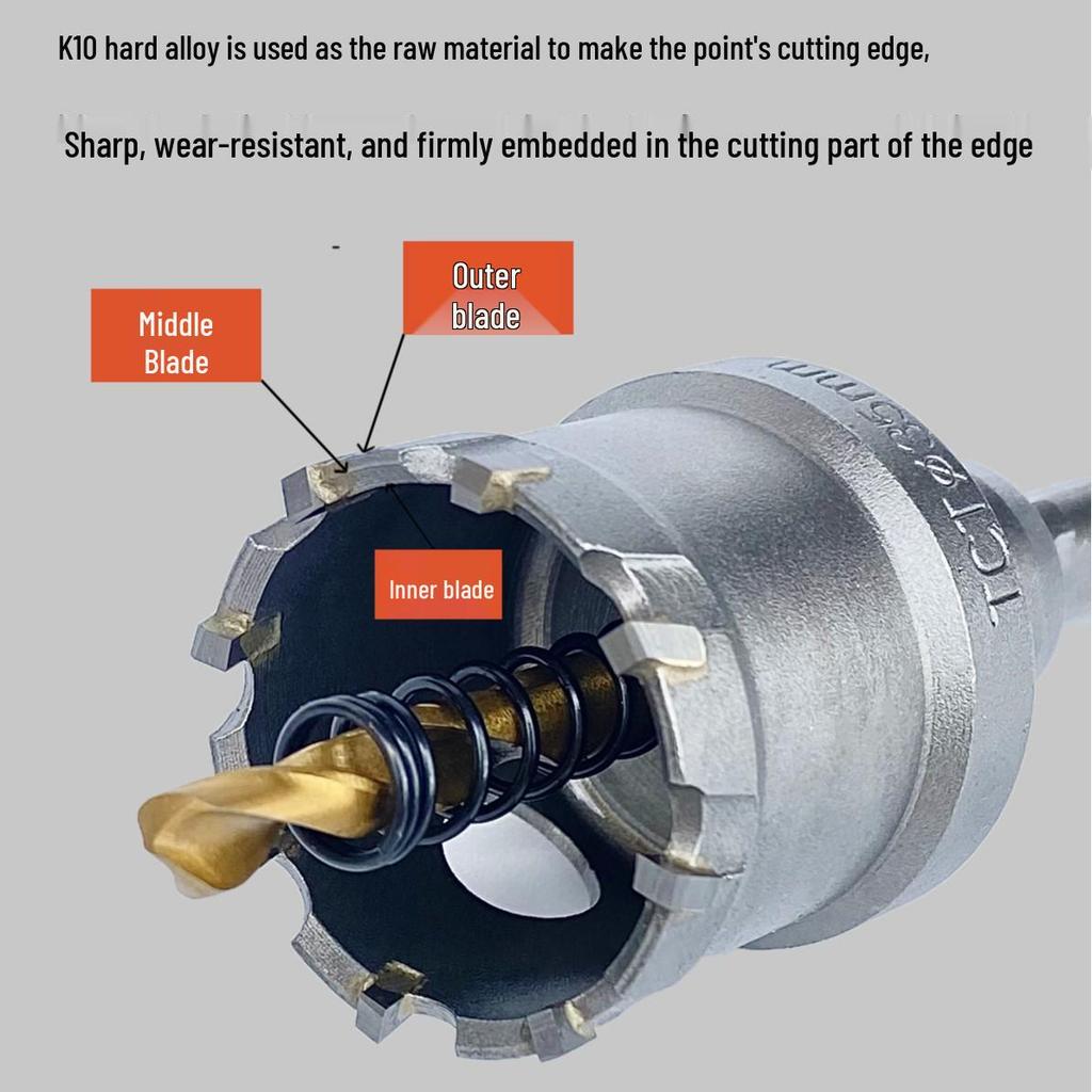 Unika TCT Carbide Hole Saw - Thickened Alloy Metal Reamer & Stainless Steel Drill Bit.