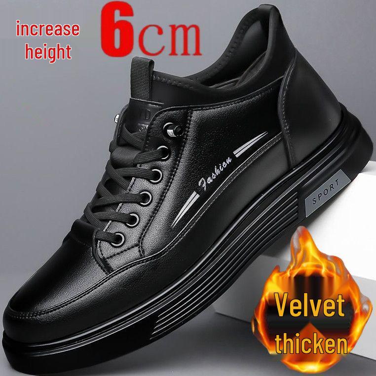 

Autumn Men s Genuine Leather Skate Shoes with 6cm Invisible Lift – Versatile, Breathable, Trendy German Trainers 43