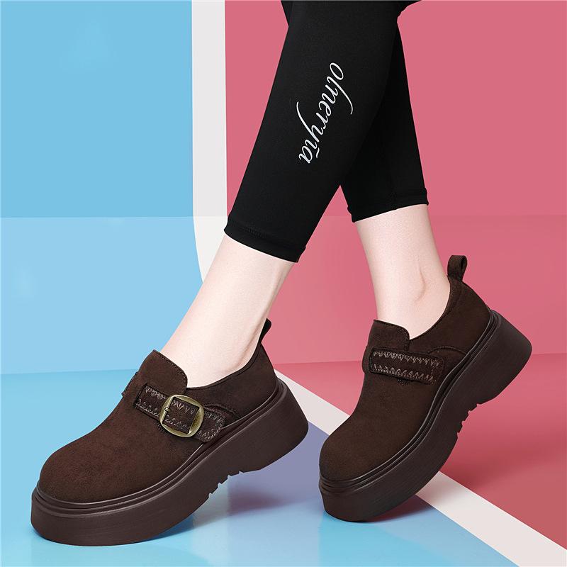 Thick-soled heightening loafers women's autumn and winter new models are not tired of feet sports and leisure Boken versatile women's shoes