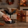 Solid Metal Silhouette Decor Halloween Wooden Candle Holder, Black Hollow Crow Spider Tealight Display Ghost Theme Home Decoration Stand, Gothic