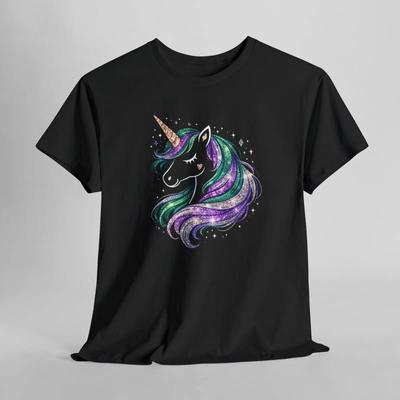 Galaxy Rainbow Unicorn T Shirt Sparkle Magic Horse Top For Everyday Wear Streetwear Homme Sof