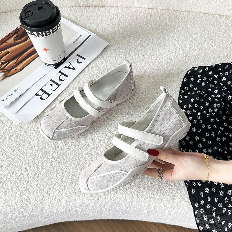 Cowhide Version~ Red Inner Height Increase Mary Jane Shoes for Women's New Versatile Shallow Mouth Simple Ballet Single Shoes for Women