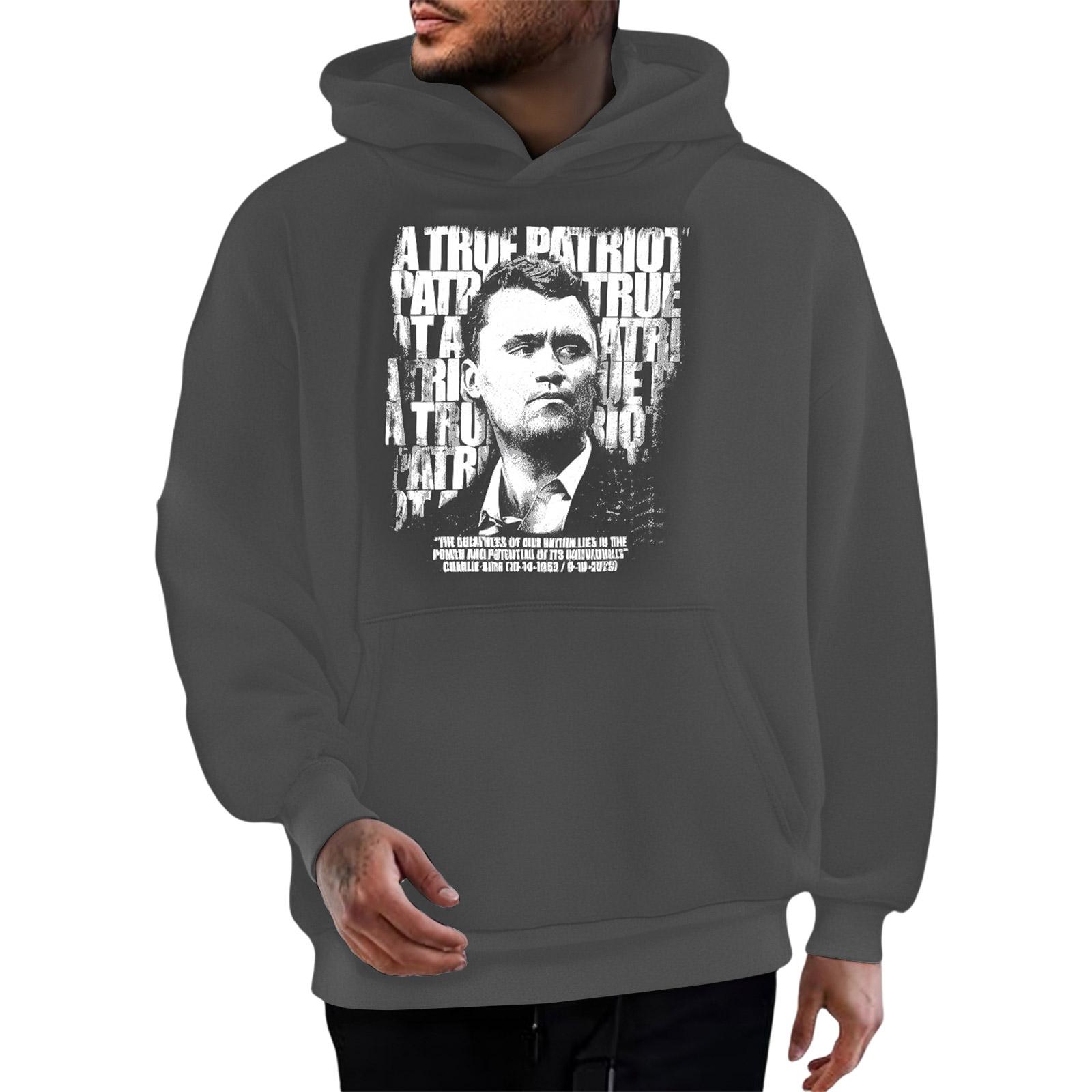 

Men s Fashionable Casual Long-sleeved Printed Hooded Sweater Top L