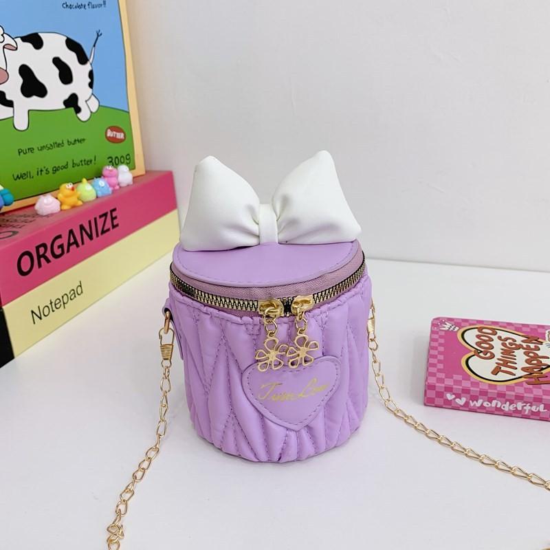 Solid Bow Color Children Cute Butterfly Knot Water Bucket Bag Daily Use Casual