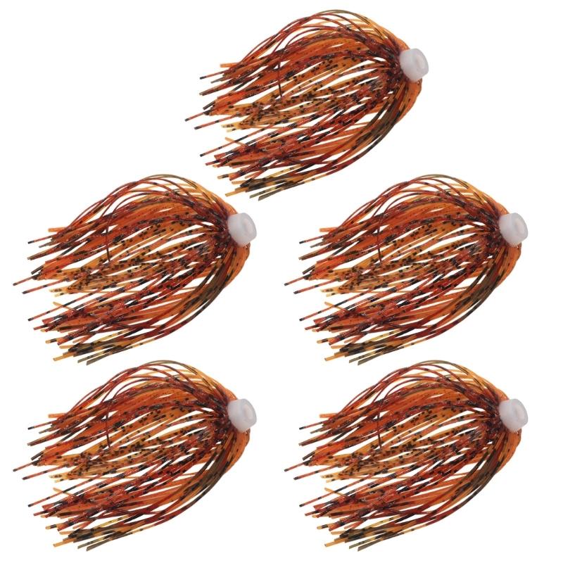 5Pcs Silicone Spinnerbait Skirts DIY Fishing Jig Lures 88 Strands Rubber Skirts