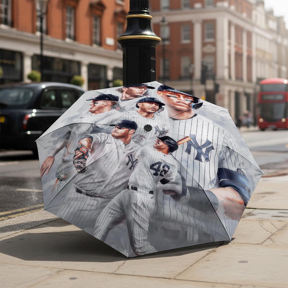 1 PC Automatic Folding Umbrella-New York Yankees Pattern, Portable & Foldable Design with 8 Ribs, Christmas Birthday Gifts