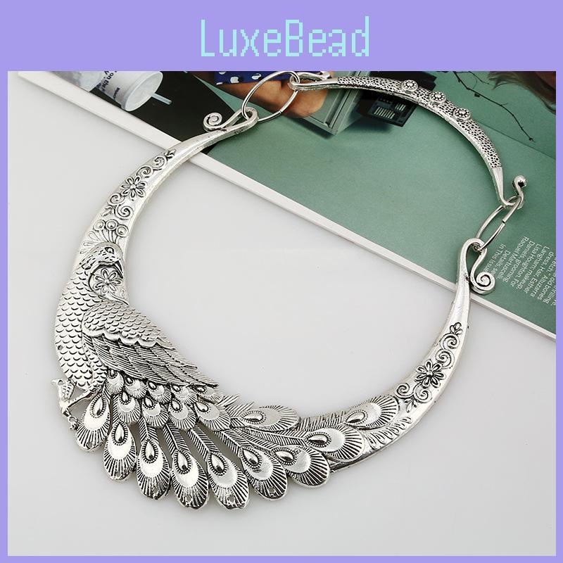 Peacock Animal Pendant Necklace With Retro Silver Finish For Fashion Accessories