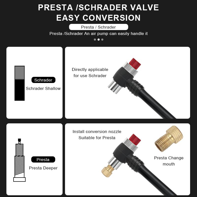 Bicycle Pump With Gauge High-pressure Portable Hand Tire Air Inflator Bike Air Shock Pump For Fork Schrader Presta Valve AV FV