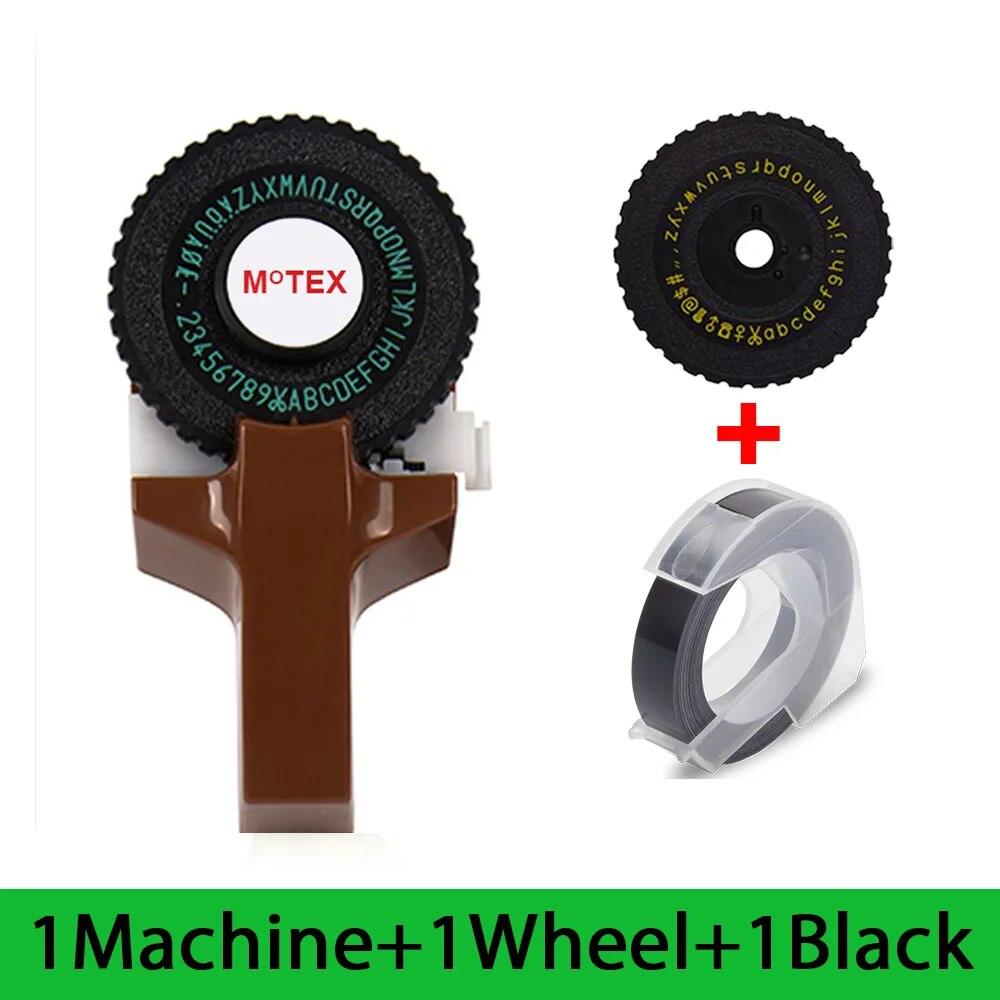 3D DIY Manual MOTEX E101 Label Maker with 3D Embossing Tape 9mm Black Tape for DYMO Manual Embossing Label Maker Typewriter