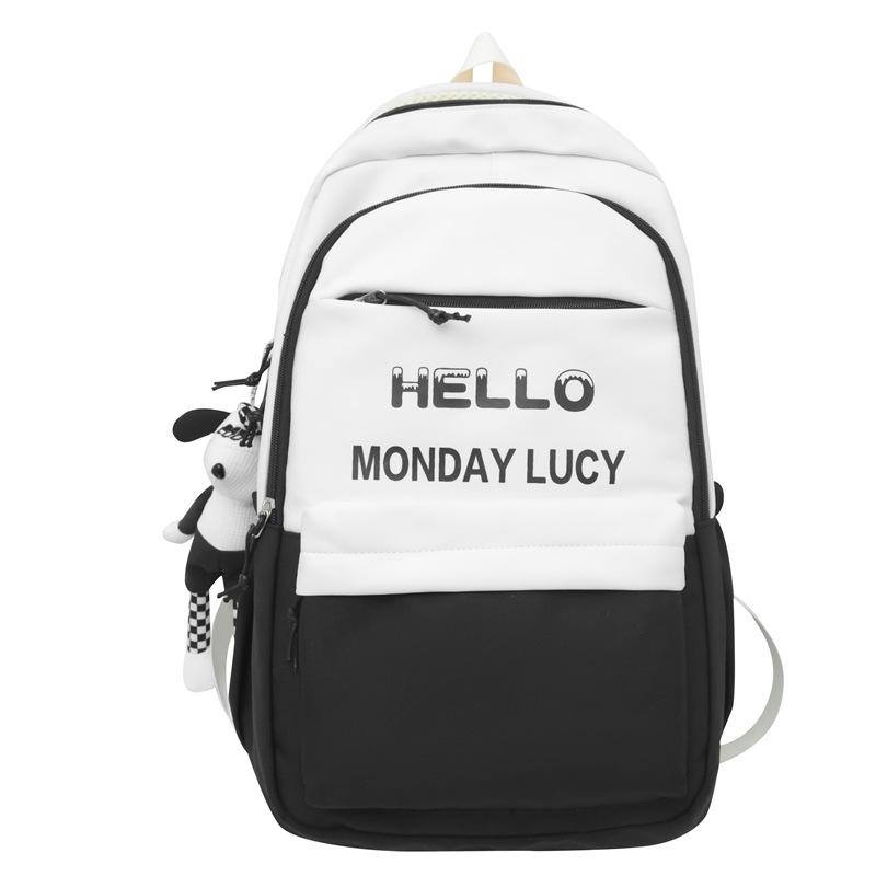 

Школьная сумка. Нейлоновый контрастный рюкзак для школьниц. чёрный