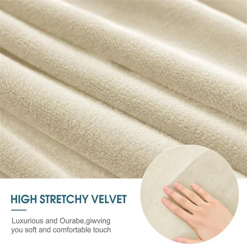 Velvet Round Ottoman Stool Cover Elastic Sofa Footrest Cover Washable All-Inclusive Footstool Seat Slipcover Furniture Protector