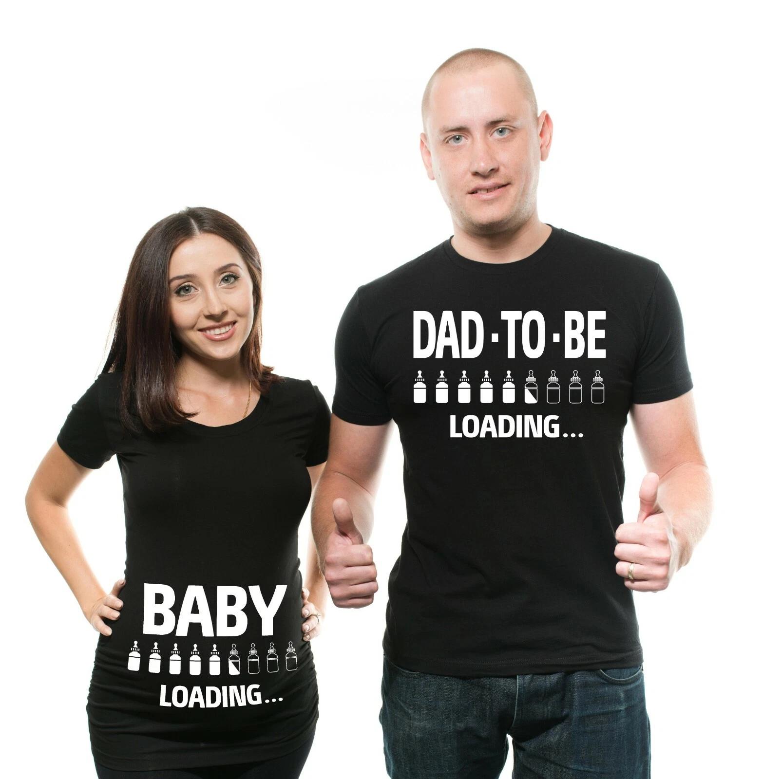 Dad Loading Baby Loading Funny Couple Matching shirts True Pregnancy Top T-shirt M