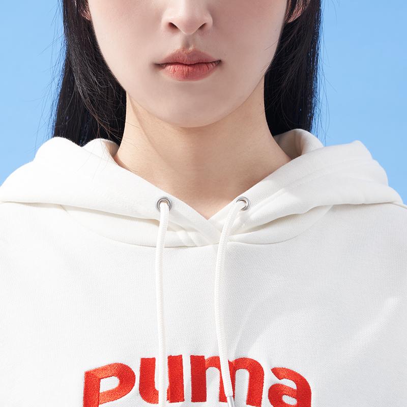 Puma Sports Lifestyle Series Letter Print Hooded Long Sleeve Sweatshirt Women sweatshirt White 625306-65
