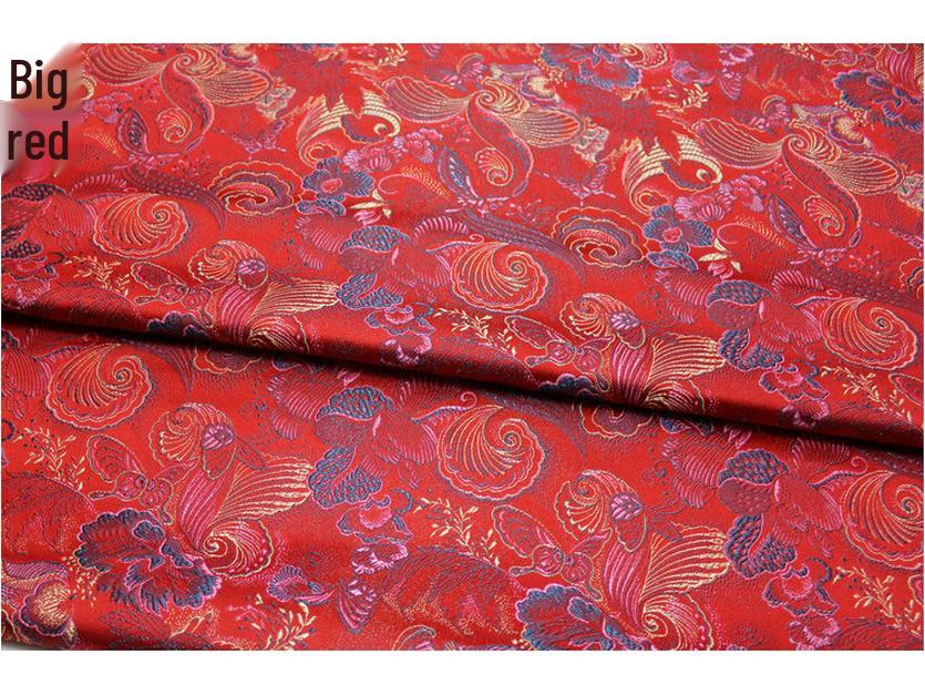 Silk Jacquard Brocade Fabric for Chinese Qipao, Doll Clothes, Hanfu, and Mongolian Robe Decoration