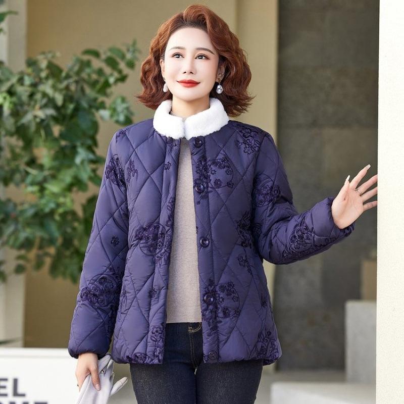 

Зимняя хлопковая одежда женская осенне-зимняя верхняя одежда на подкладке и утолщенная теплая хлопковая куртка одежда для пожилых 5XL [recommended 150-80kg] фиолетовый