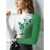 Women's Long-sleeved T-sleeved Floral Print Turtleneck Bottoming Shirt Spring and Autumn Casual Inner Top