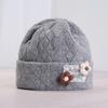 Autumn and winter warm ear protection double-layer flanged pullover wool hat female sweet literary lace handmade flower knitted hat