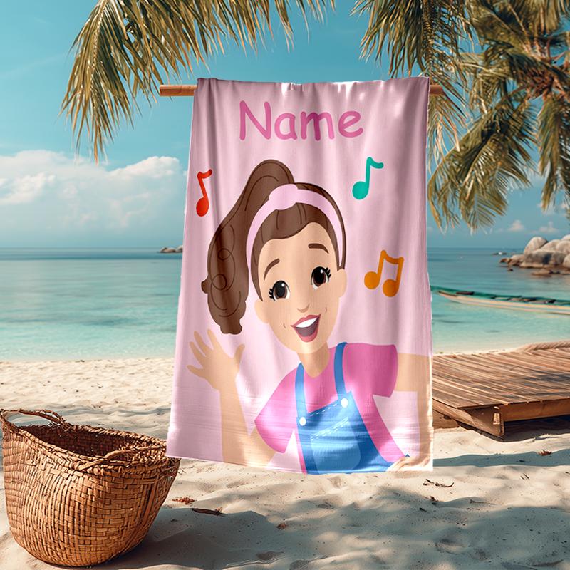 Custom Name Ultra-Soft Beach Towel with Ms. Rachel Theme,Ideal for Pool - Camping, Diving - Perfect Travel Essential, Vibrant Beach Towel.