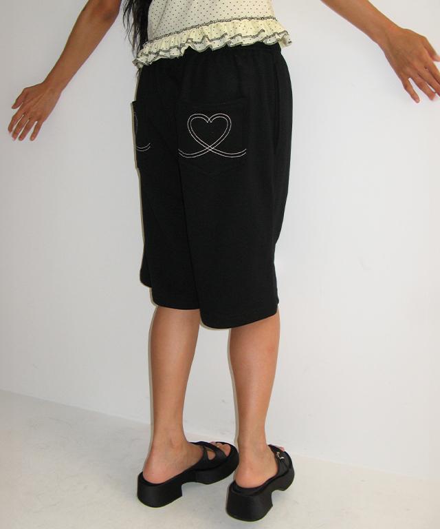 RONRON Heart Point Bermuda Training Half Pants Black
