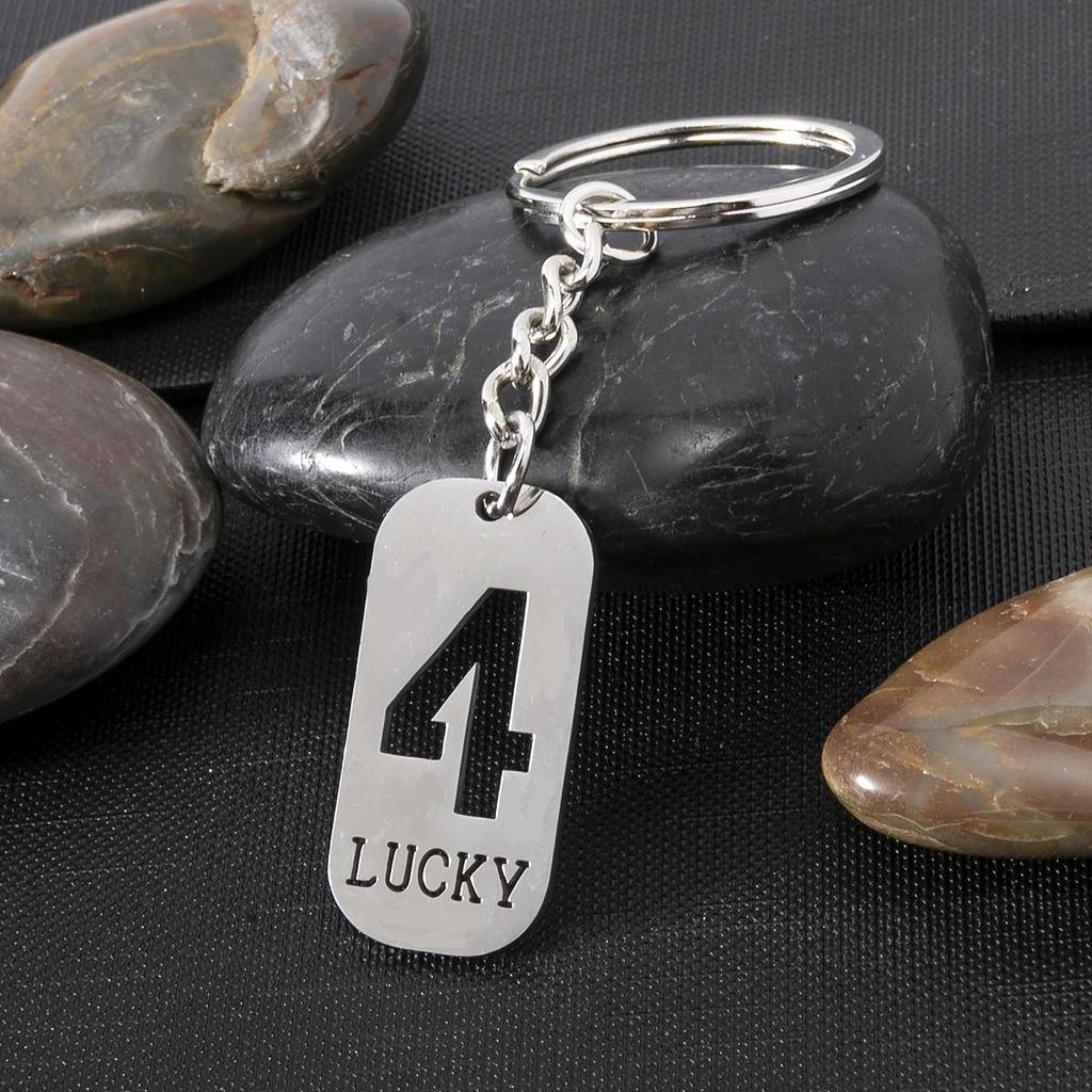 Stainless Steel Lucky Numbers 0-9 Arabic Keychain Pendant