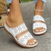 Plus Size Flat Open-Toe Floral Slides Women's Casual Shoes Retro Mid-Age Slides In Stock