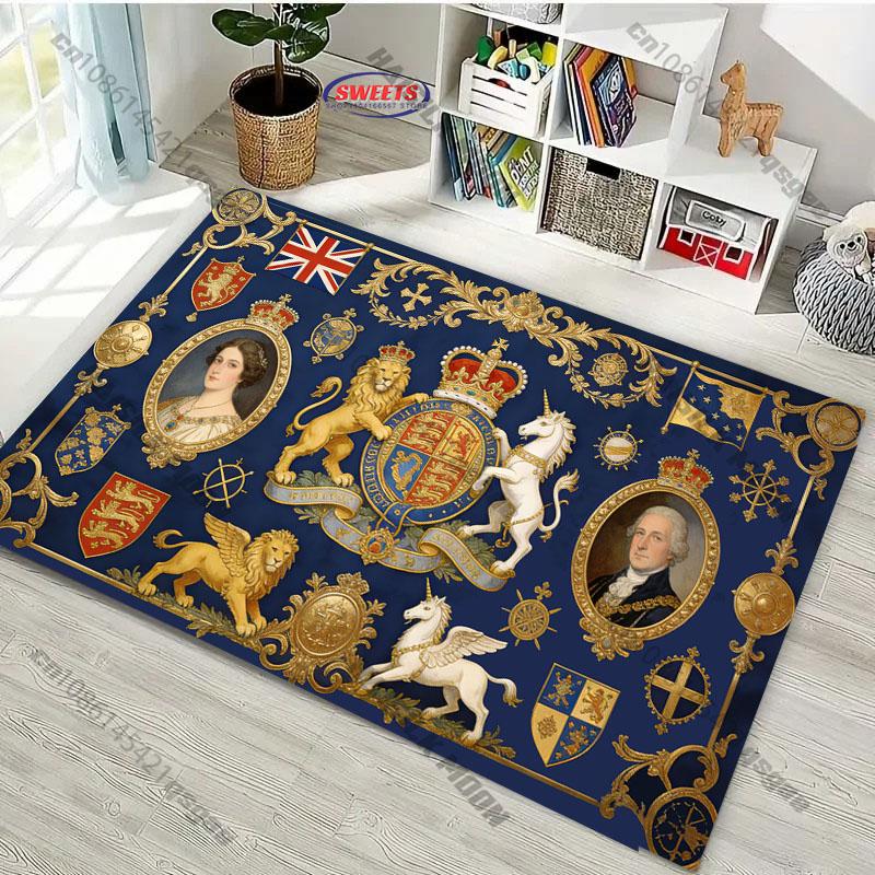 15 Sizes Royal British-themed Decor Carpet for Living Room Bedroom,Sofa Areas, Large Area Luxury Decor Mat Great Gift for Friend