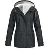 Warme Winddichte Damen Hardshell Jacke Herbst Winter Samt Kapuze Bergsteiger Mantel Einfarbig Mittellange Jacke