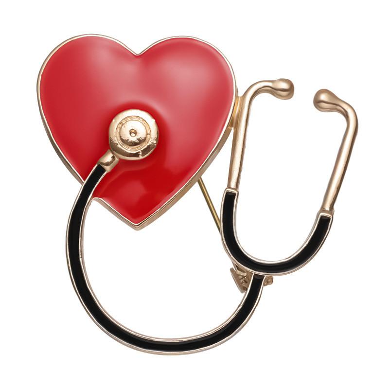 Unique Cartoon Style Medical Brooch Stethoscope And Ecg Design For Doctors And Nurses
