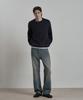 WORK ON BODY OFF Lanugo Semi-Overfit Brushed Round Neck Knit [Navy]