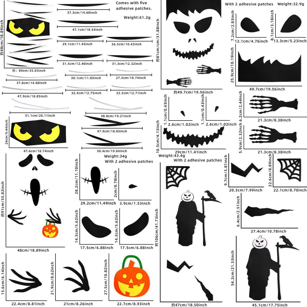Terrifying Halloween Felt Door Stickers With Wicked Demons And Vampires For Haunted House Vibes