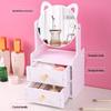 Double Drawer Wooden Cat Ear Vanity Mirror with Storage