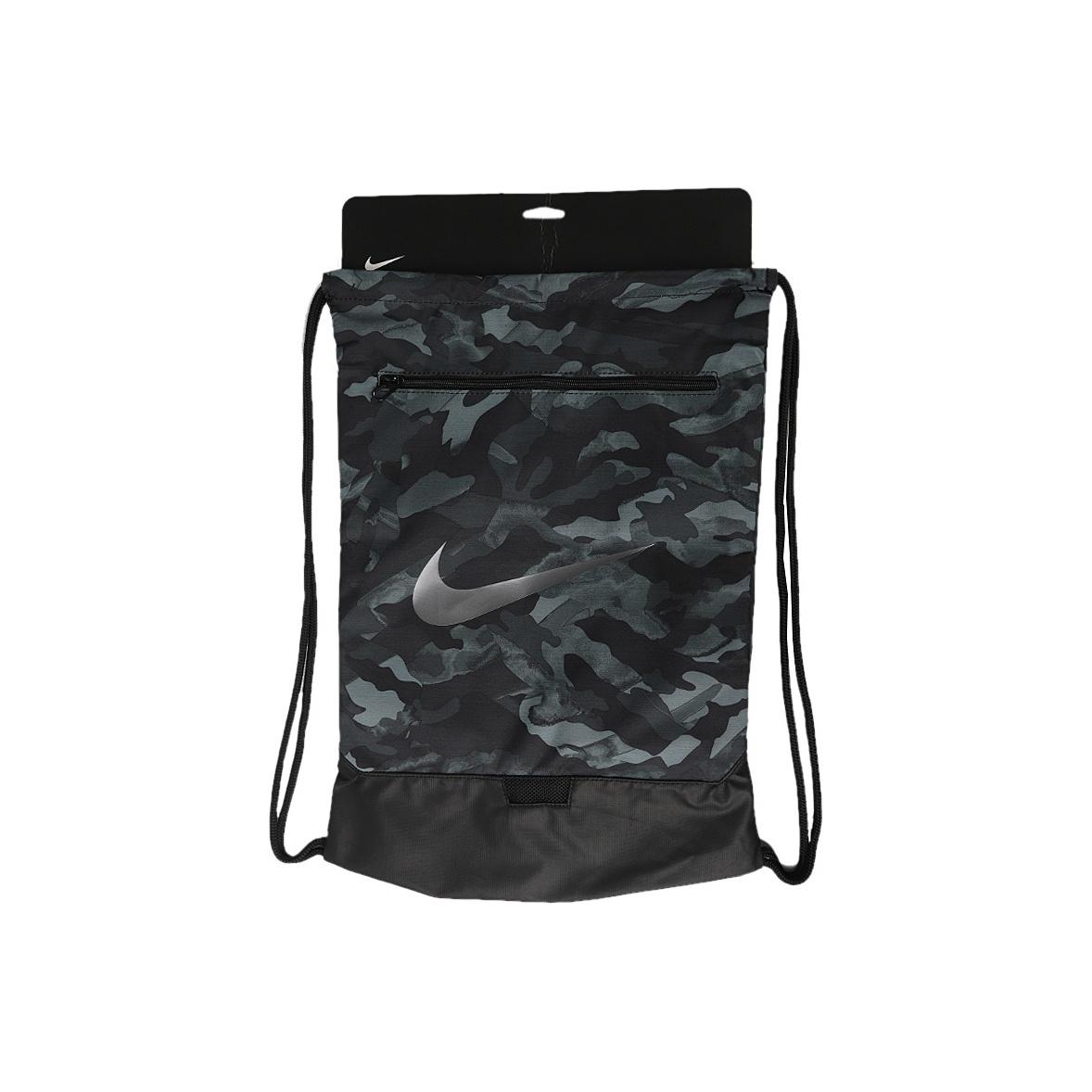 Nike Brasilia Camouflage Drawstring Training Polyester Backpack Unisex Backpacks Light-Smoke-Grey BA6223-077 Light Smoke Gray