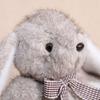 Huggable Plush Bunny Toy Stuffed Plaid Bow Rabbit Plushie Simulation Animal Doll Home Living Room Bedroom Decoration Birthday Gift