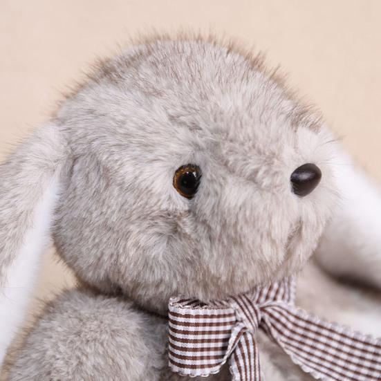 Huggable Plush Bunny Toy Stuffed Plaid Bow Rabbit Plushie Simulation Animal Doll Home Living Room Bedroom Decoration Birthday Gift
