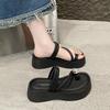 Slippers thick-soled new 2025 fairy style fashion Korean outer wear female summer with skirt cover toe round head cool slippers