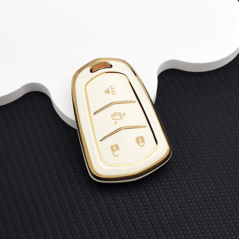 Anti-Scratch Car Key Cover Case for Cadillac Escalade ESV XT5 ATS CT6 CTS XTS SRX DTS ELR TPU Key Case with Key Chain Set