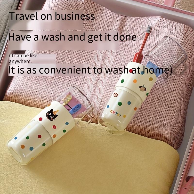 Travel Toothbrush Set Portable Toothbrush Storage Box Folding Mouthwash Cup 3Piece Travel Toiletry Bag Leak-Proof Tooth Mug Essential