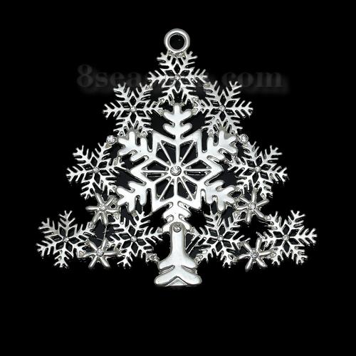 1pc Zinc Metal Alloy Pendants Christmas Tree Snowflake Clear Rhinestone Hollow Charms DIY Necklace Jewelry Making Findings