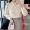 Women's Autumn/Winter Slim Fit Lace Stand Collar Shirt with Velvet Tummy Covering Top