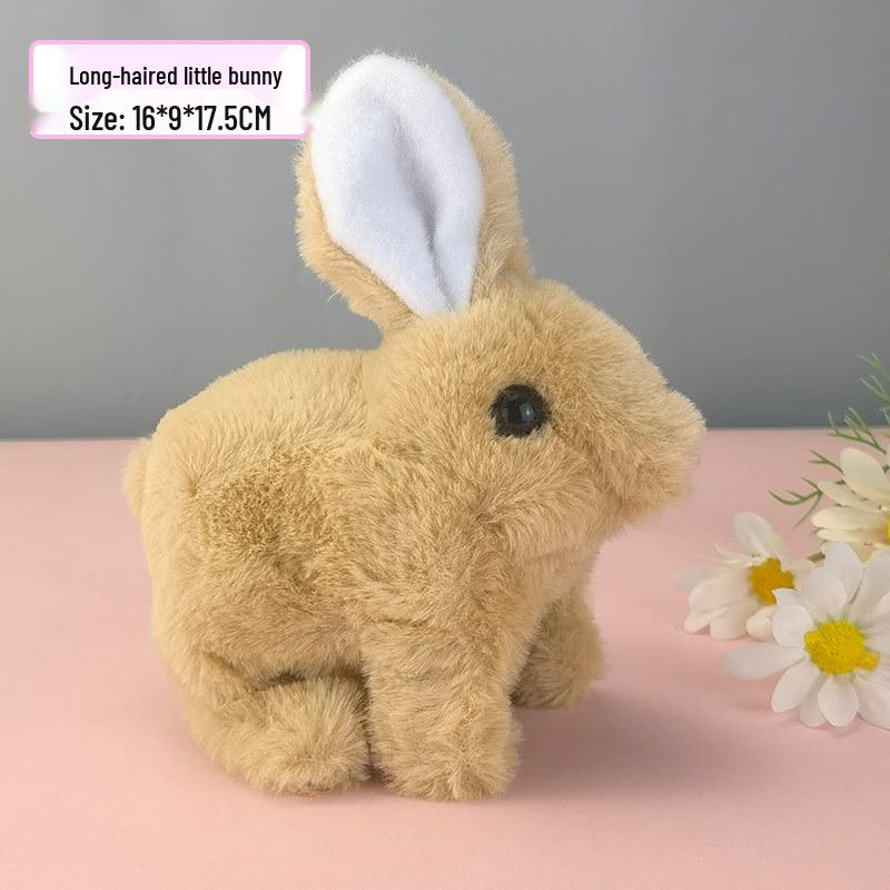 Interactive White Plush Rabbit Toy: Walks, Cries, and Moves Ears